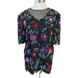 Vintage Tan Chho exclusive handmade beaded shirt dress